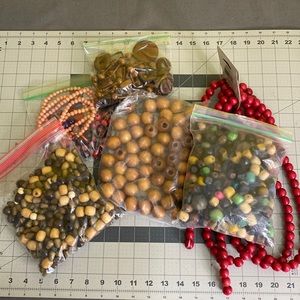 Mixed assortment of wood beads for crafts